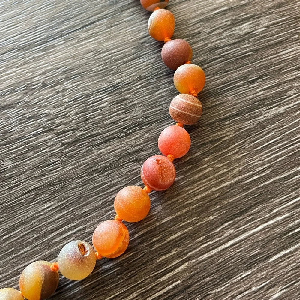 Orange Druzy Quartz Beaded Necklace - Picture 3 of 6